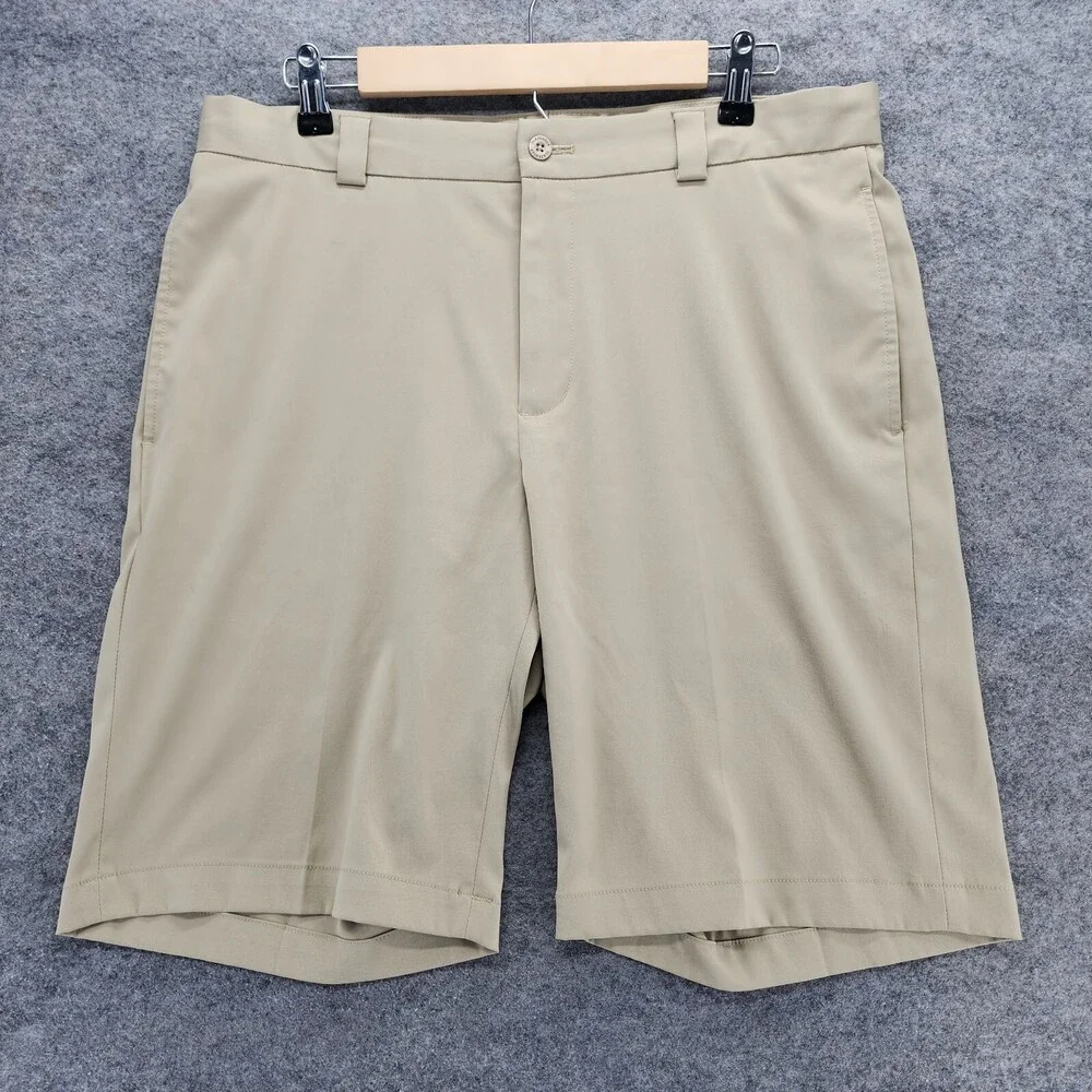 Slazenger Golf Shorts Mens 34 Khaki Chino Mid Rise